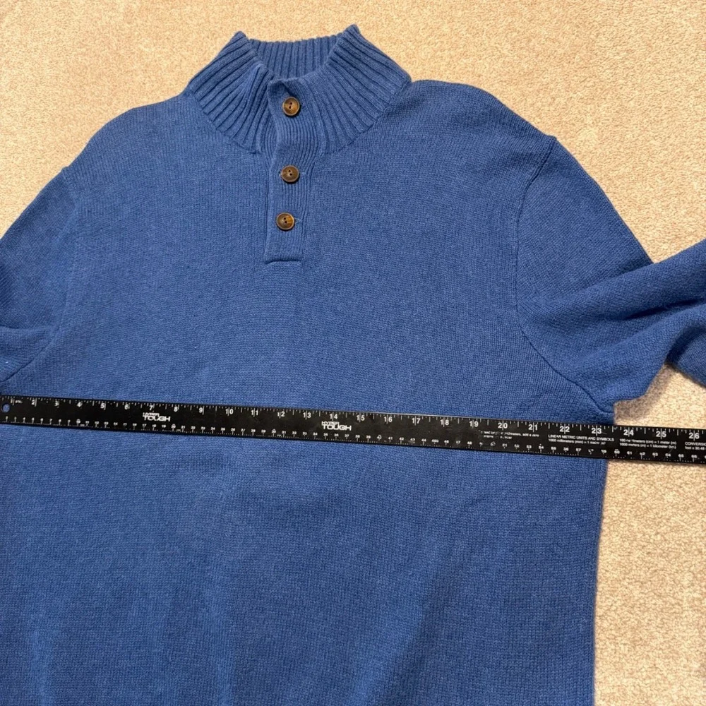 Polo Ralph Lauren Sweater Mens Xl Mock Neck Blue Button‎ Pullover Knit Cotton